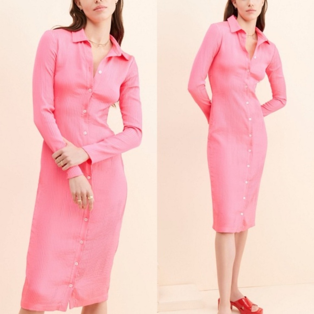 NWT Amanda Uprichard‎ (Free People) Philips Midi Dress in Rose Pink - M